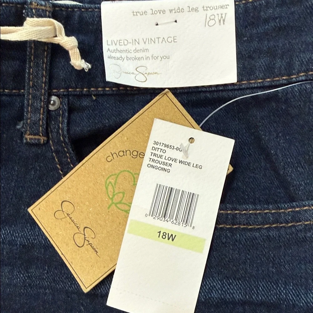 NWT Jessica Simpson “True Love” Women's Dark Blue High Rise Wide Leg Jeans 18W - Picture 5 of 10